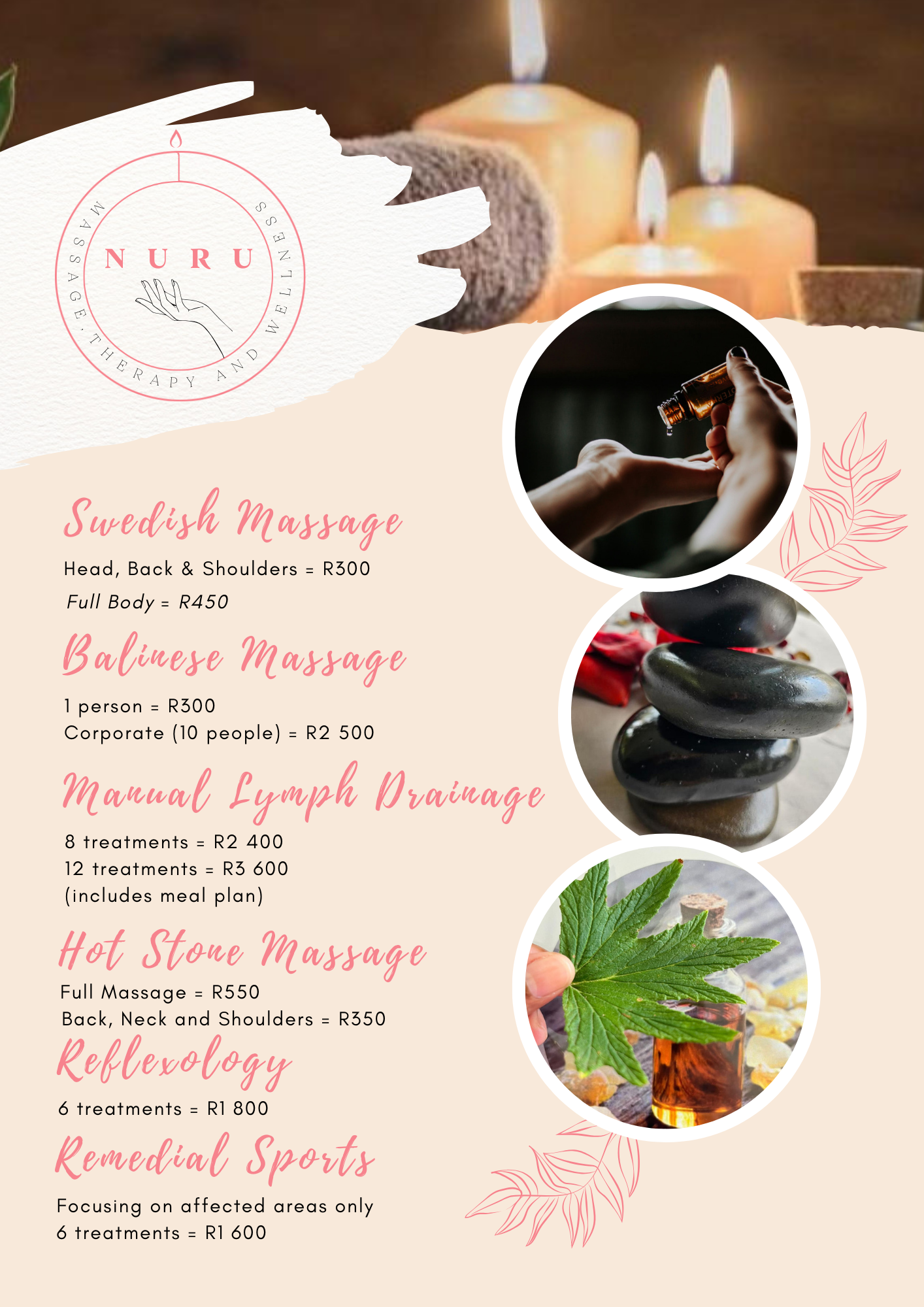 Nuru Wellness Pricelist